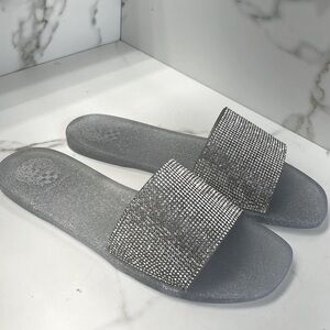 Vince Camuto Silver Glitter Sparkle Bling Jelly Slides Sandals Size 7 NIB!